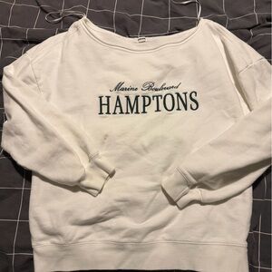 Garage White Off-the-Shoulder Sweater